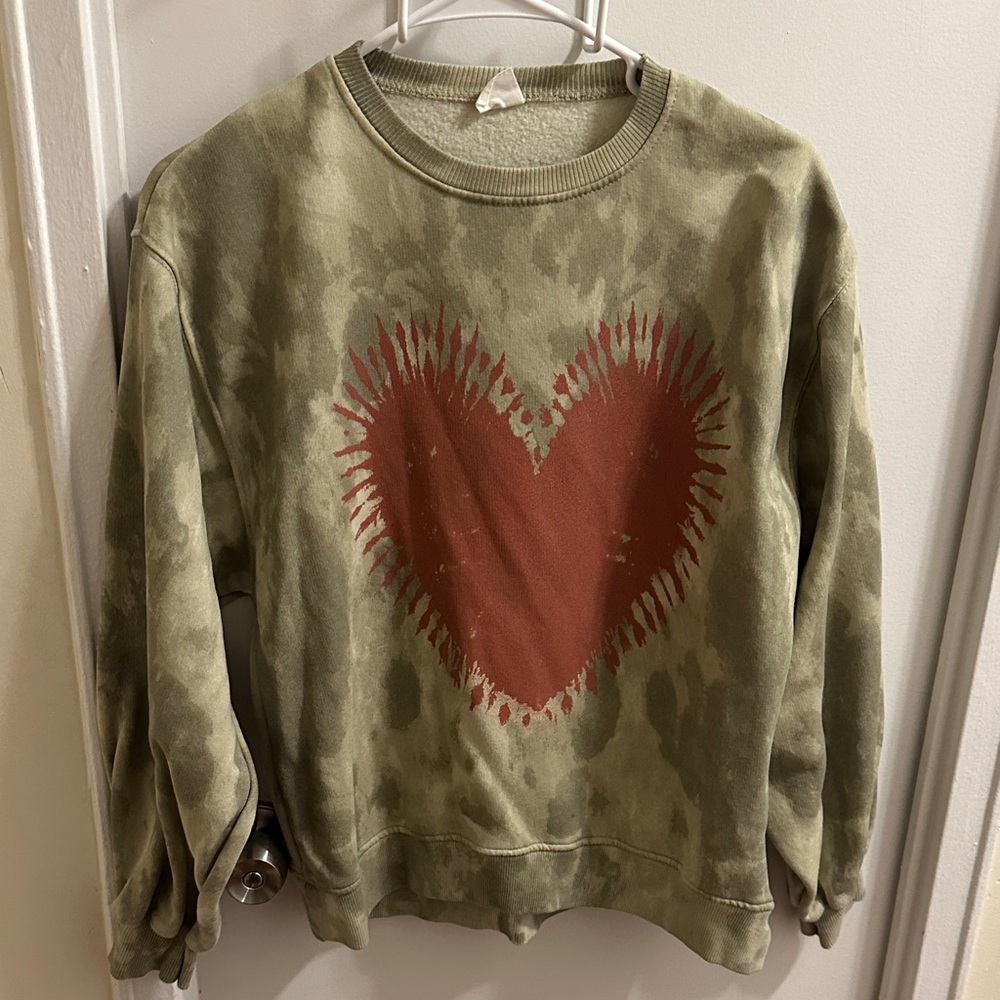 Zara Heart Print Tie-Dye Sweater - Girl’s 13-14